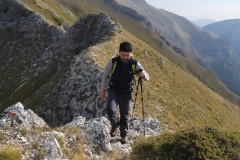 Stefano in cresta dopo Forcella della Neve