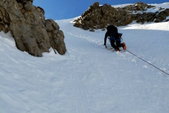 Fabio verso l'uscita in forcella Cima Lago