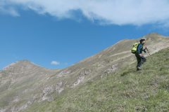 Stefano impegnato nel risalire dalla cengia degli ammoniti